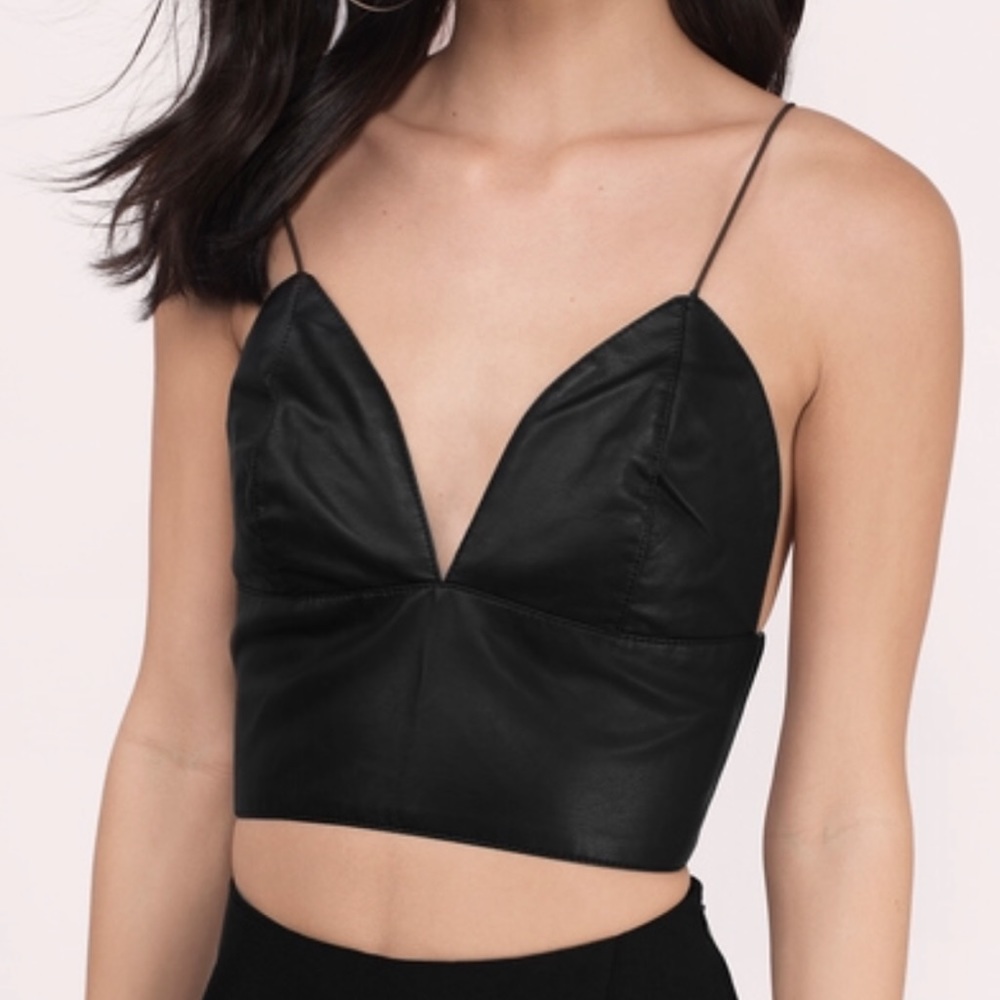 Faux leather crop top